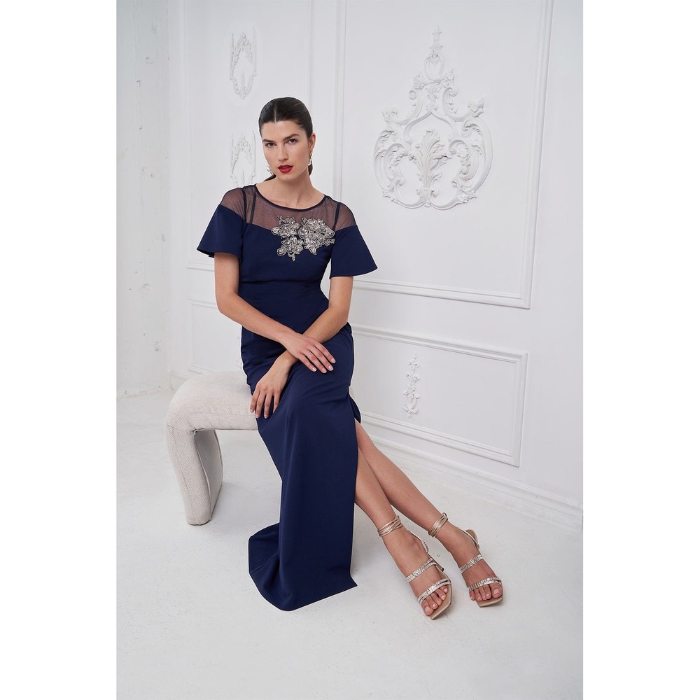 JS Collections Fleur Beaded Column Gown Size‎ 4 Formal Embellished Party Wedding
